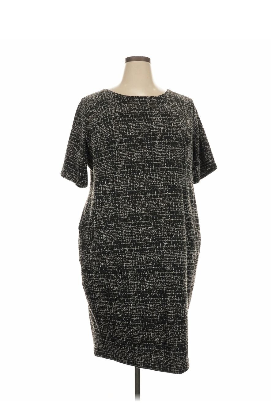 SZ 22 Lands’ End Casual Tweed Plus Size Short Sleeve Shift Dress